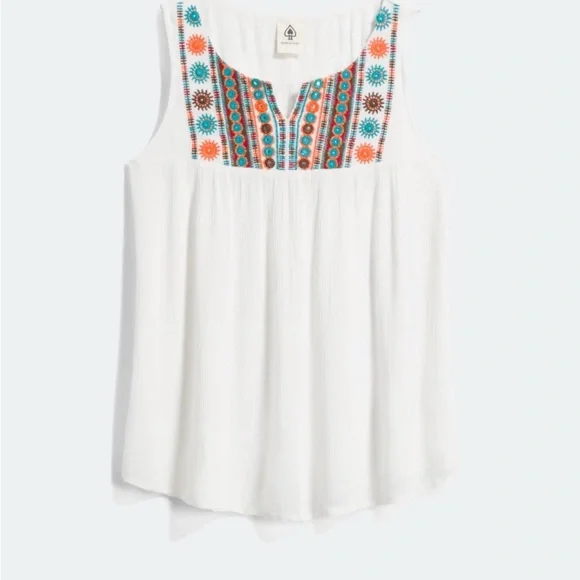 Spade & Heart White Boho Embroidered Sleeveless Top - Size Small - Picture 7 of 7